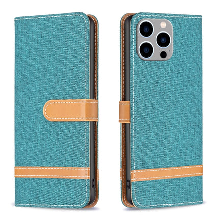 Color Block Denim Texture Leather Phone Case, For iPhone 15 Pro Max, For iPhone 15 Pro