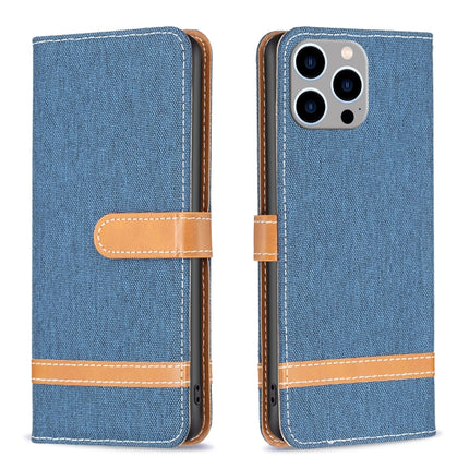 Color Block Denim Texture Leather Phone Case, For iPhone 15 Pro Max, For iPhone 15 Pro