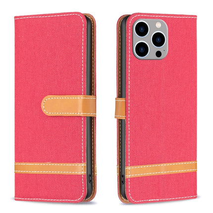 Color Block Denim Texture Leather Phone Case, For iPhone 15 Pro Max, For iPhone 15 Pro