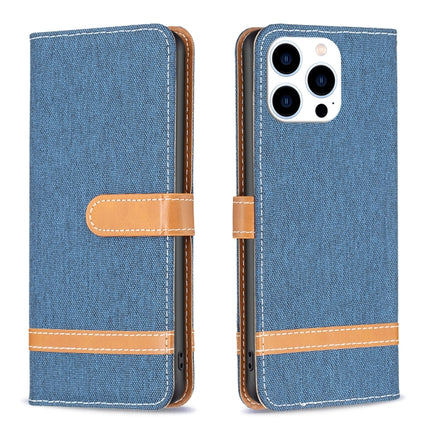 Color Block Denim Texture Leather Phone Case, For iPhone 15 Pro Max, For iPhone 15 Pro