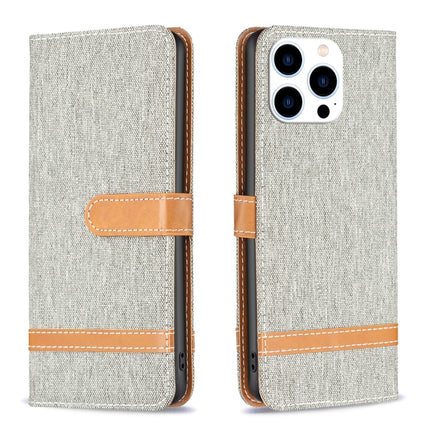 Color Block Denim Texture Leather Phone Case, For iPhone 16 Pro Max, For iPhone 16 Pro