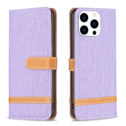Color Block Denim Texture Leather Phone Case, For iPhone 16 Pro Max, For iPhone 16 Pro