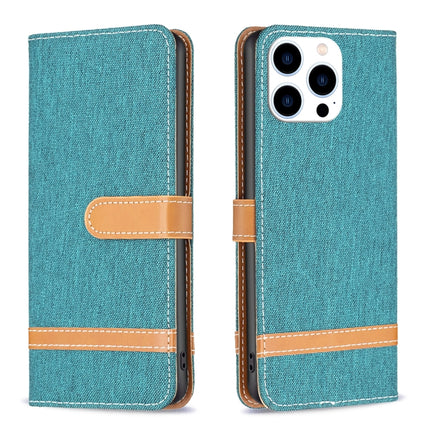 Color Block Denim Texture Leather Phone Case, For iPhone 16 Pro Max, For iPhone 16 Pro