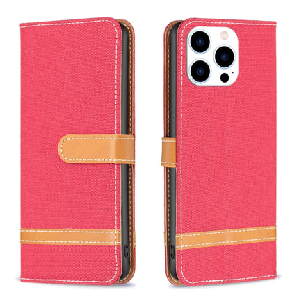 Color Block Denim Texture Leather Phone Case, For iPhone 16 Pro Max, For iPhone 16 Pro