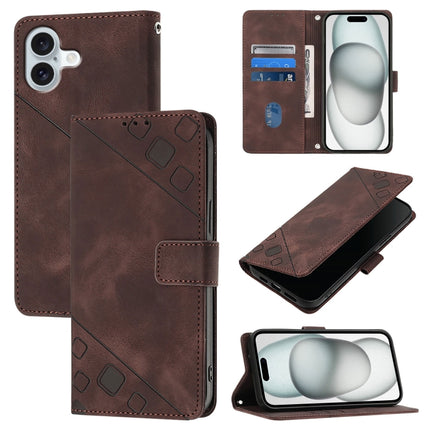 Skin-feel Embossed Leather Phone Case, For iPhone SE 2024, For iPhone 16 Pro Max, For iPhone 16 Pro, For iPhone 16 Plus