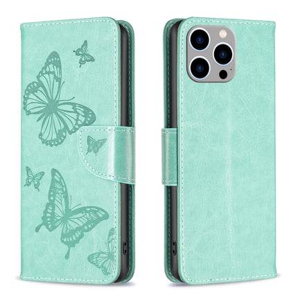 Embossing Two Butterflies Pattern Leather Phone Case, For iPhone 15 Pro Max, For iPhone 15 Pro, For iPhone 15 Plus, For iPhone 15