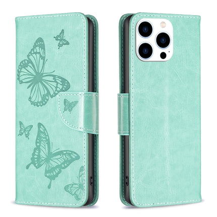 Embossing Two Butterflies Pattern Leather Phone Case, For iPhone 15 Pro Max, For iPhone 15 Pro, For iPhone 15 Plus, For iPhone 15