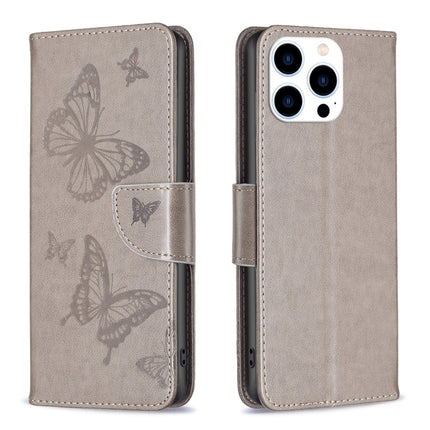 Embossing Two Butterflies Pattern Leather Phone Case, For iPhone 16 Pro Max, For iPhone 16 Pro, For iPhone 16 Plus, For iPhone 16