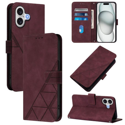Crossbody 3D Embossed Flip Leather Phone Case, For iPhone Air, For iPhone 16 Pro Max, For iPhone 16 Pro, For iPhone 16 Plus