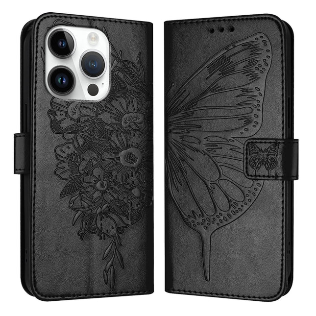 Embossed Butterfly Leather Phone Case, For iPhone 16 Pro, For iPhone 16 Plus, For iPhone 16