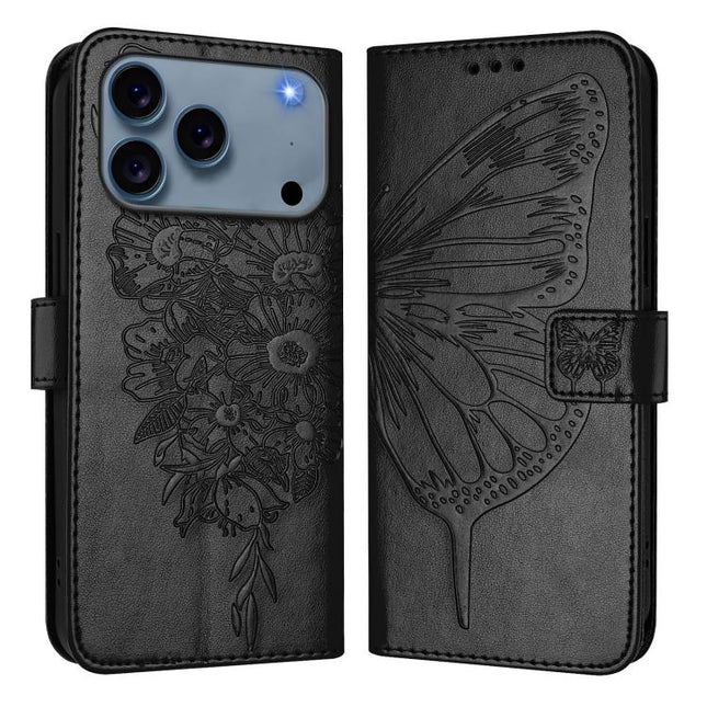 Embossed Butterfly Leather Phone Case, For iPhone 17e / 16e, For iPhone 17 Pro Max, For iPhone 17 Pro