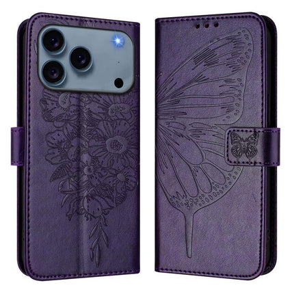 Embossed Butterfly Leather Phone Case, For iPhone 17 Pro Max, For iPhone 17 Pro, For iPhone 17