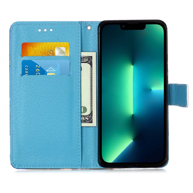 Colored Drawing Pattern Plain Weave Leather Phone Case