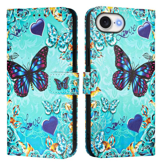 Colored Drawing Pattern Plain Weave Leather Phone Case, For iPhone 17e / 16e, For iPhone 17 Pro Max, For iPhone 17 Pro