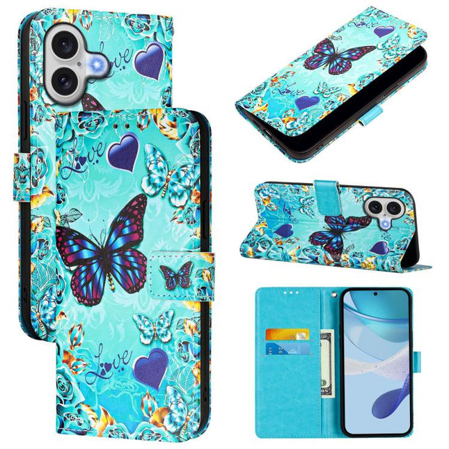 Colored Drawing Pattern Plain Weave Leather Phone Case, For iPhone 17, For iPhone Air, For iPhone 15 Pro Max
