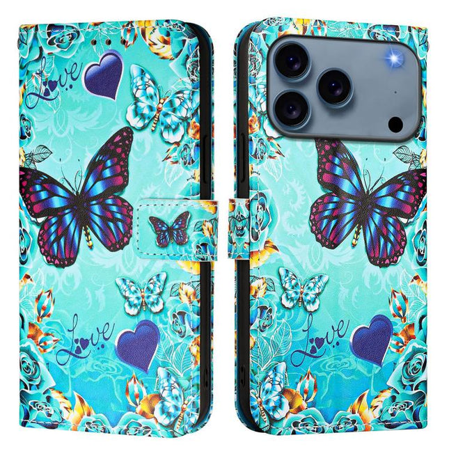 Colored Drawing Pattern Plain Weave Leather Phone Case, For iPhone 17e / 16e, For iPhone 17 Pro Max, For iPhone 17 Pro