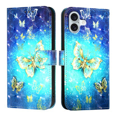 3D Painting Horizontal Flip Leather Phone Case, For iPhone 16 Plus, For iPhone 16, For iPhone 15 Pro Max