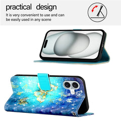 3D Painting Horizontal Flip Leather Phone Case, For iPhone 16 Plus, For iPhone 16, For iPhone 15 Pro Max