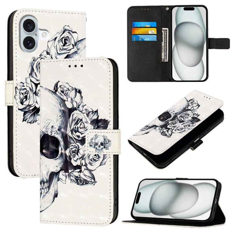 3D Painting Horizontal Flip Leather Phone Case, For iPhone 16 Plus, For iPhone 16, For iPhone 15 Pro Max