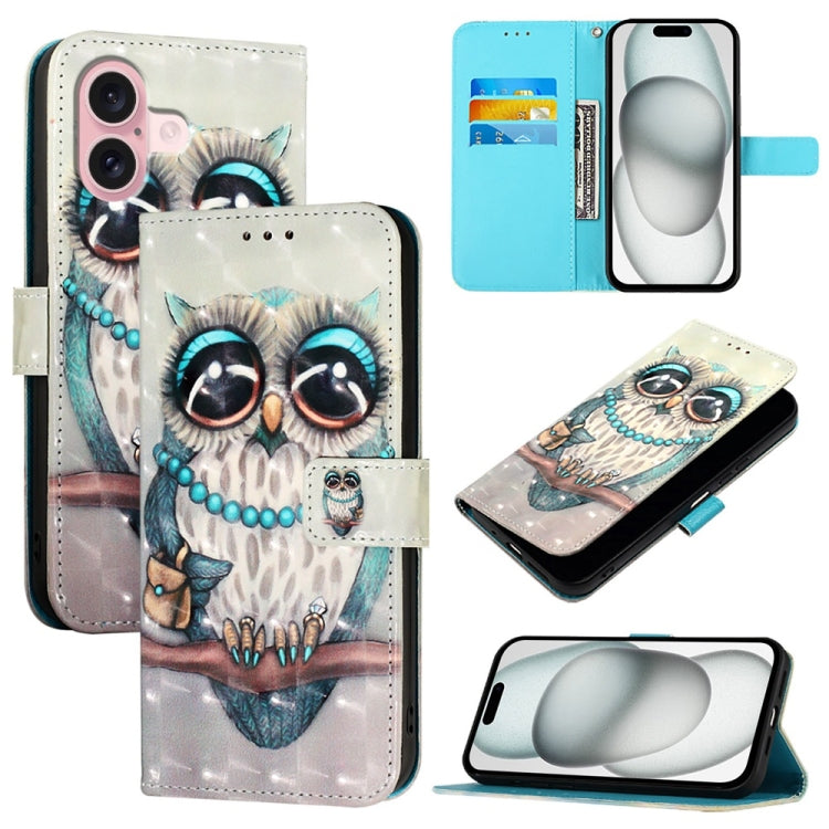 3D Painting Horizontal Flip Leather Phone Case, For iPhone 16 Plus, For iPhone 16, For iPhone 15 Pro Max
