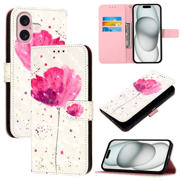 3D Painting Horizontal Flip Leather Phone Case, For iPhone 16 Plus, For iPhone 16, For iPhone 15 Pro Max