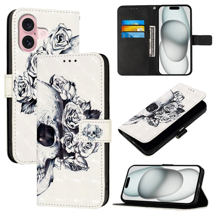 3D Painting Horizontal Flip Leather Phone Case, For iPhone 16 Plus, For iPhone 16, For iPhone 15 Pro Max