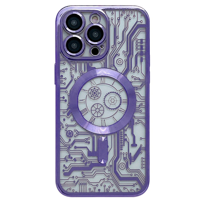 Estuche para teléfono MagSafe con patrón de placa de circuito galvanizado para iPhone 11 Pro