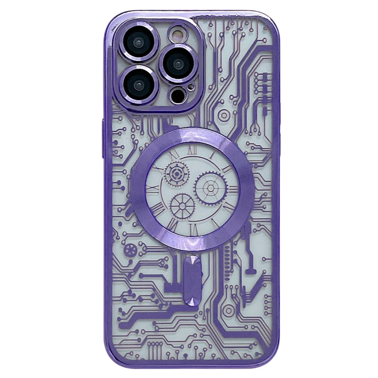 Electroplated Circuit Board Pattern MagSafe Phone Case, For iPhone 14 Pro Max, For iPhone 13 Pro Max, For iPhone 13 Pro