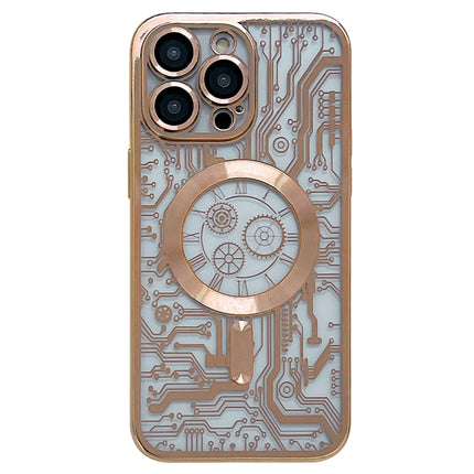 Estuche para teléfono MagSafe con patrón de placa de circuito galvanizado, para iPhone 14 Plus, para iPhone 14, para iPhone 14 Pro, para iPhone 14 Pro Max