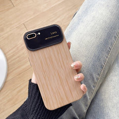 Wood Grain TPU Phone Case with Lens Film, For iPhone 11, For iPhone 11 Pro, For iPhone X / XS, For iPhone XR, For iPhone XS Max, For iPhone 8 Plus / 7 Plus