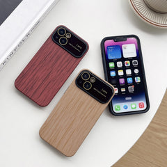 Wood Grain TPU Phone Case with Lens Film, For iPhone 14 Plus, For iPhone 14, For iPhone 14 Pro, For iPhone 14 Pro Max, For iPhone SE 2022 / 2020 / 8 / 7, For iPhone 13 Pro Max