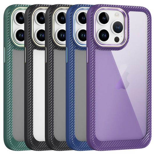 Carbon Fiber Transparent Back Panel Phone Case, For iPhone 11 Pro Max, For iPhone 11