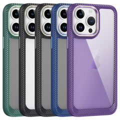 Carbon Fiber Transparent Back Panel Phone Case, For iPhone 13 Pro, For iPhone 13, For iPhone 12, For iPhone 12 Pro Max