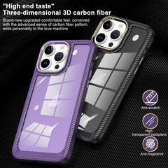 Carbon Fiber Transparent Back Panel Phone Case, For iPhone 13 Pro, For iPhone 13, For iPhone 12, For iPhone 12 Pro Max