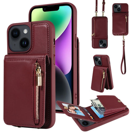 Crossbody Lanyard Zipper Wallet Leather Phone Case, For iPhone 14 Plus, For iPhone 14, For iPhone 14 Pro, For iPhone 14 Pro Max
