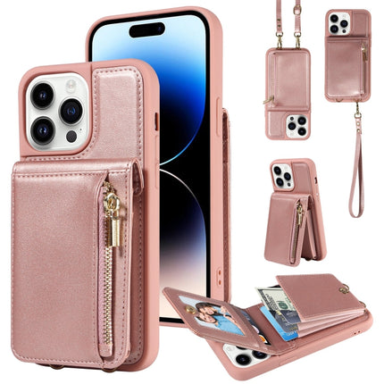 Crossbody Lanyard Zipper Wallet Leather Phone Case, For iPhone 14 Plus, For iPhone 14, For iPhone 14 Pro, For iPhone 14 Pro Max