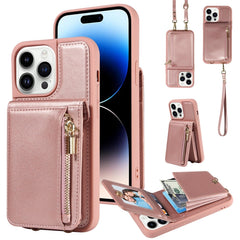 Crossbody Lanyard Zipper Wallet Leather Phone Case, For iPhone 15 Plus, For iPhone 15, For iPhone 14 Plus, For iPhone 14, For iPhone 14 Pro, For iPhone 14 Pro Max