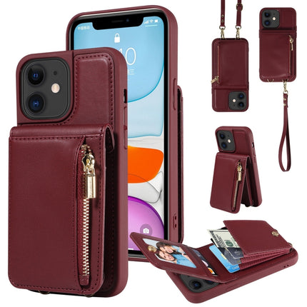 Crossbody Lanyard Zipper Wallet Leather Phone Case, For iPhone 12 / 12 Pro, For iPhone 12 Pro Max, For iPhone 11 Pro Max, For iPhone 11