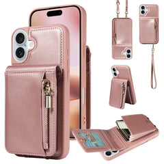 Crossbody Lanyard Zipper Wallet Leather Phone Case, For iPhone 16 Pro Max, For iPhone 16 Pro, For iPhone 16 Plus, For iPhone 16, For iPhone 15 Pro Max, For iPhone 15 Pro