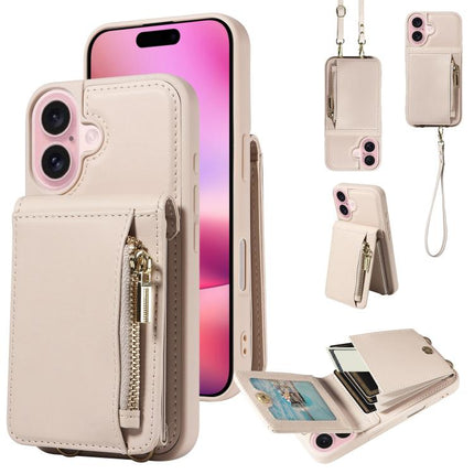 Crossbody Lanyard Zipper Wallet Leather Phone Case, For iPhone 17 Pro Max, For iPhone 17 Pro, For iPhone 17, For iPhone Air