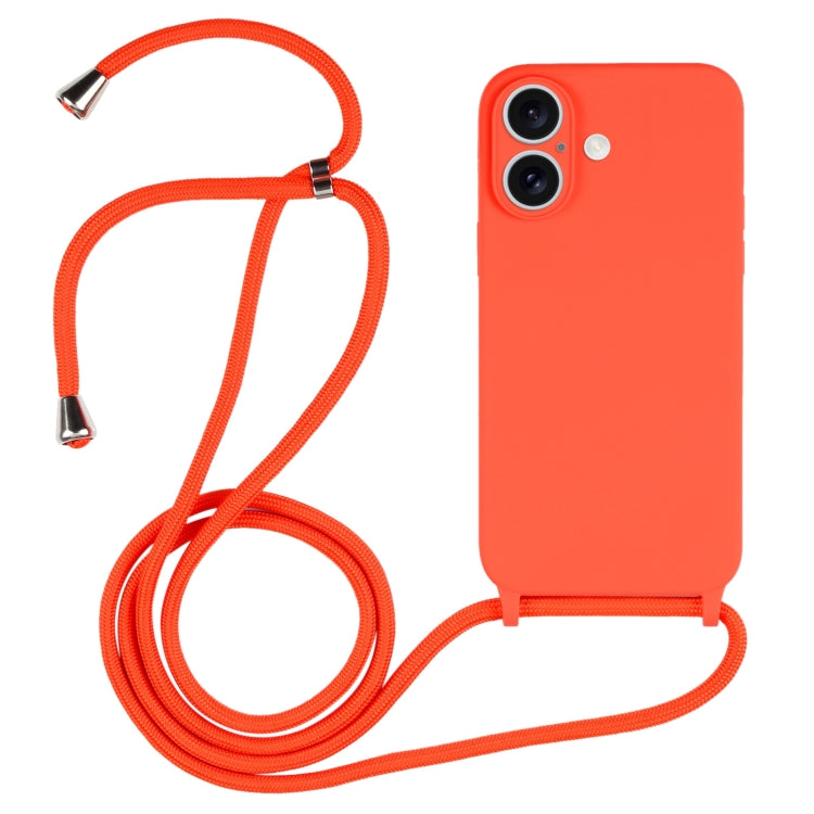 Crossbody Lanyard Liquid Silicone Case, For iPhone 16 Plus