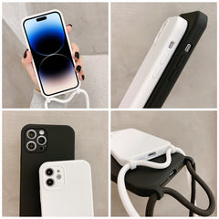 Crossbody Lanyard Liquid Silicone Case, For iPhone 16 Pro Max
