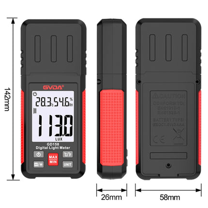 GVDA GD158 200000Lux Digital Light Meter Tester Brightness Photometer