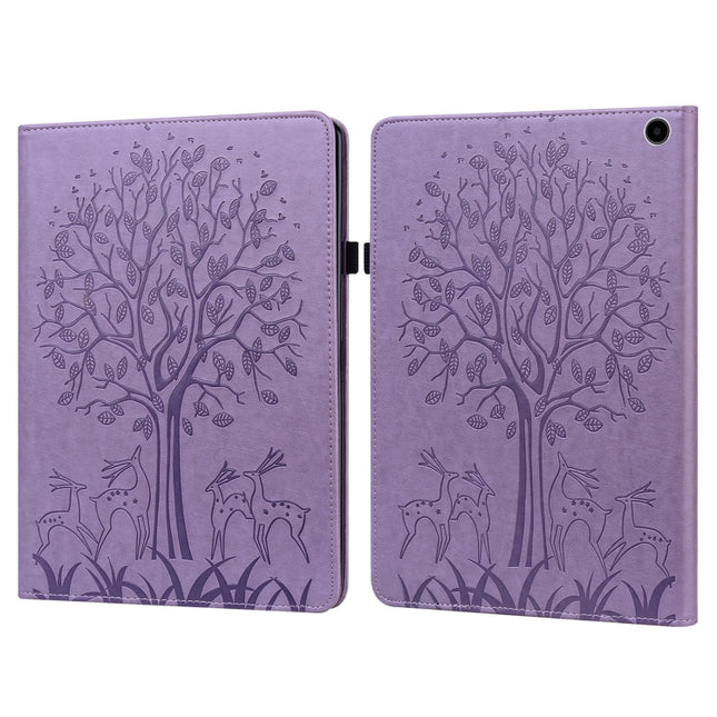 Tree & Deer Embossed Leather Tablet Case, For Amazon Fire Max 11