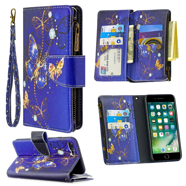 Colored Drawing Pattern Zipper Horizontal Flip Leather Case with Holder & Card Slots & Wallet, For iPhone 8 Plus & 7 Plus, For iPhone 8 & 7, For iPhone 6s Plus & 6 Plus