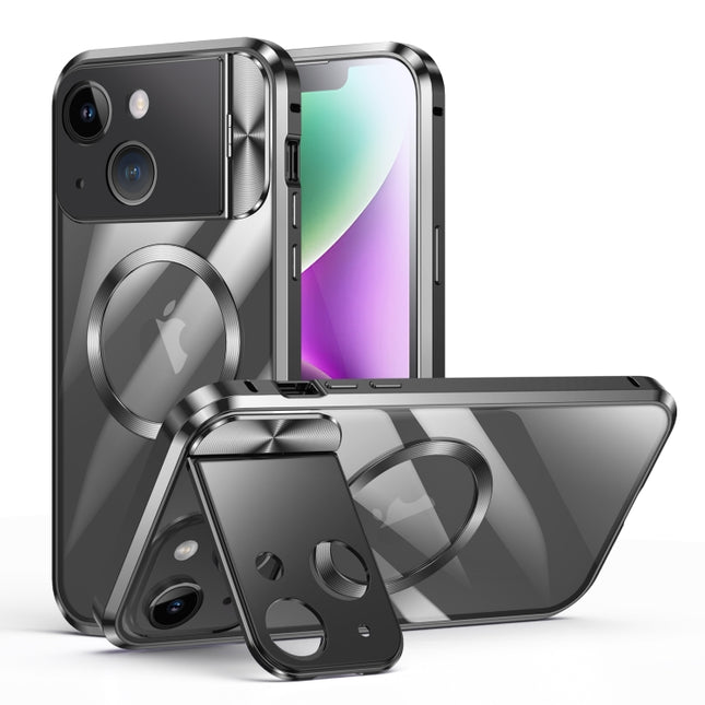 Funda de teléfono magnética de metal MagSafe con soporte para ventana grande, para iPhone 14 Plus, para iPhone 15 Pro Max, para iPhone 15 Pro, para iPhone 14, para iPhone 14 Pro, para iPhone 15