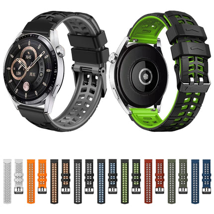 22mm Double-row Hole Two-color Silicone Watch Band, For Huawei Watch4 / 4 Pro / Watch3 / 3 Pro