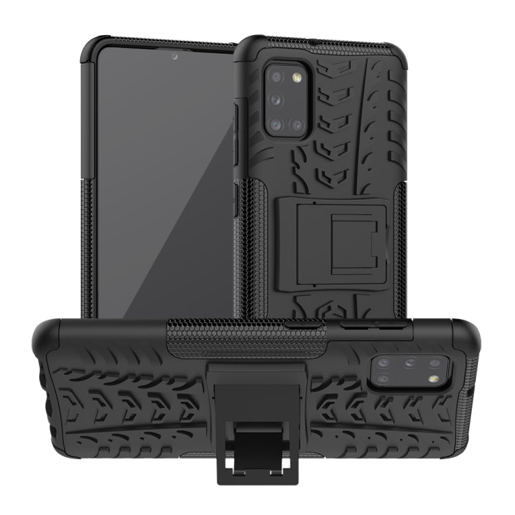 Tire Texture Shockproof TPU+PC Protective Case，with Holder, For Samsung Galaxy A31, For Samsung Galaxy M11, For Xiaomi Mi 10 Lite 5G
