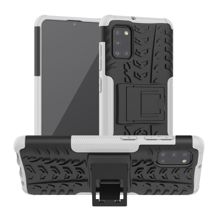 Tire Texture Shockproof TPU+PC Protective Case，with Holder, For Samsung Galaxy A31, For Samsung Galaxy M11, For Xiaomi Mi 10 Lite 5G