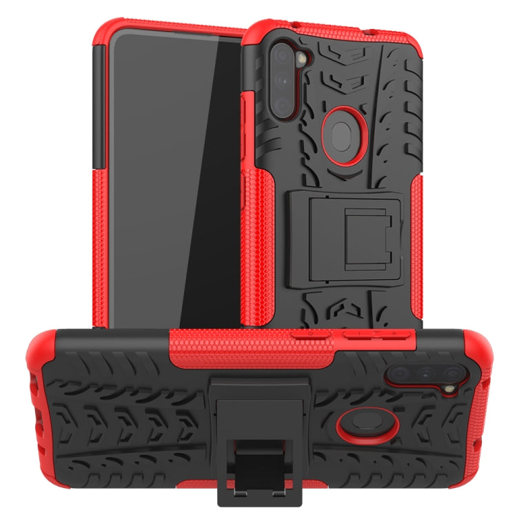 Tire Texture Shockproof TPU+PC Protective Case，with Holder, For Samsung Galaxy A31, For Samsung Galaxy M11, For Xiaomi Mi 10 Lite 5G